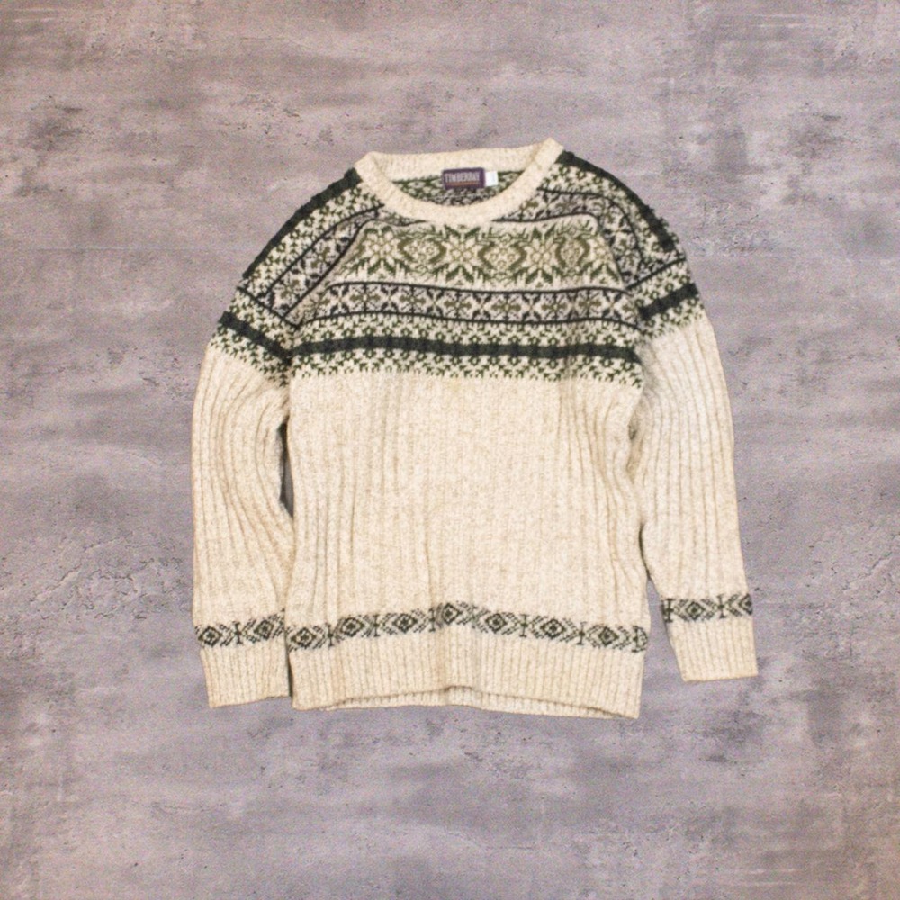 Vintage 80's Timberbay Brown Cottage Core Knitted Fair Isle Crewneck Sweater